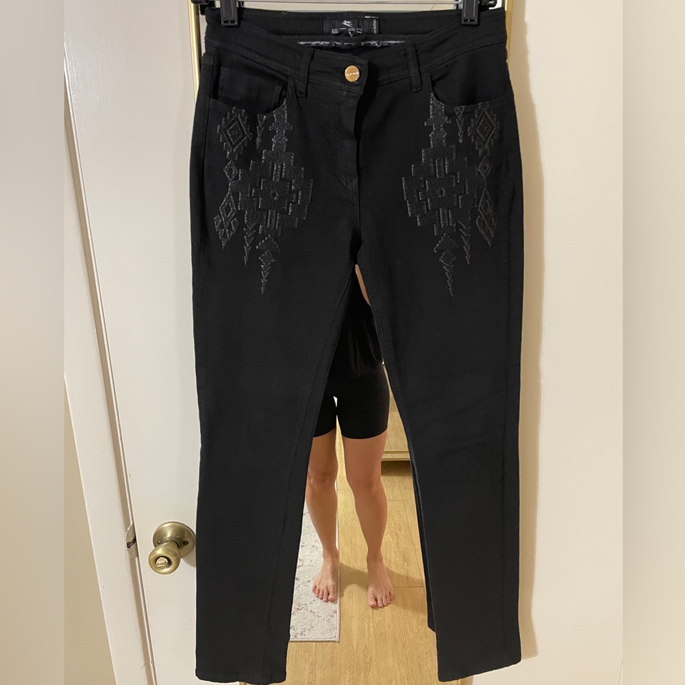 Etro Milano - Embroidered Black Denim 🖤